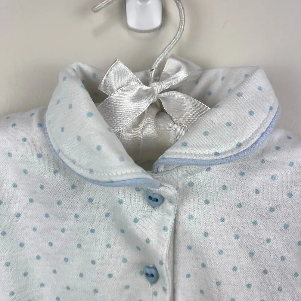 Vintage OshKosh B'gosh White Blue Polka Dot Blouse Shirt 4T USA